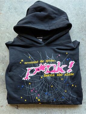 Sp5der Pink! Hoodie Black Sp5der Worldwide Hoodie